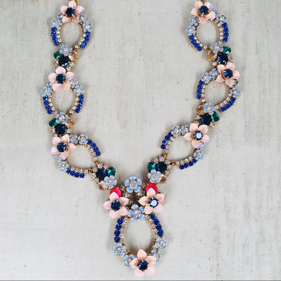 J. Crew Jewelry - J. CREW Crystal and Flower Statement Necklace